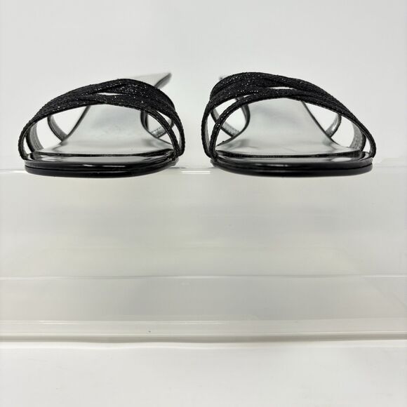 Rampage Frankie 9 Womens Black Glitter Silver Heels Evening Strappy Sandals 8.5M - Picture 6 of 10
